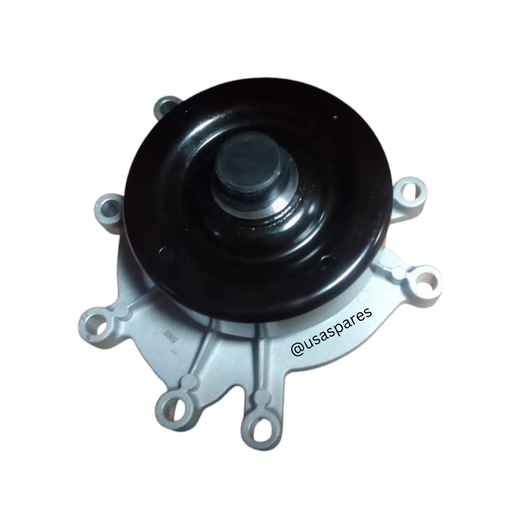 Detailed image of a new Dodge Nitro 3.7 Water Pump, featuring a sturdy metal body, precision bolt holes, and a high-performance pulley system for efficient coolant flow and engine temperature regulation.