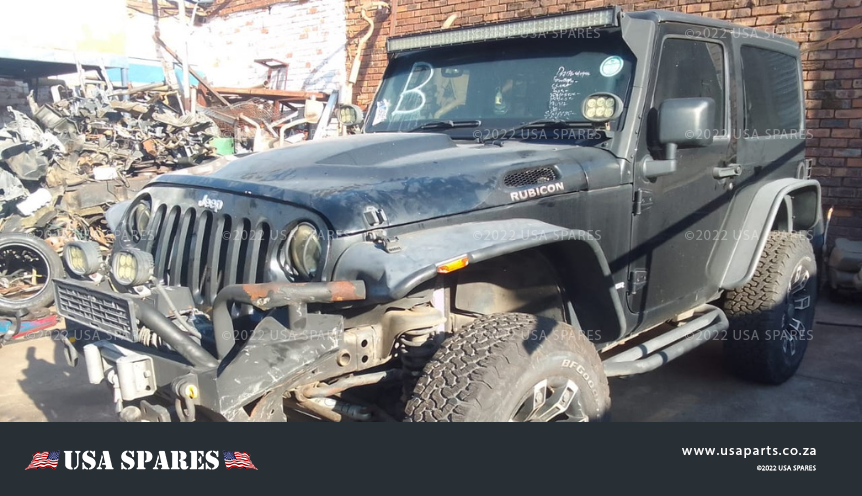 2013 Jeep Wrangler 3.6 JK being stripped for spares with used engine, gearbox, suspension, body panels, and interior parts available for resale.