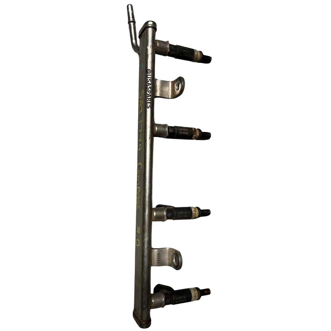 Used Jeep Compass 2.0 fuel rail, OEM tested replacement for restoring smooth fuel delivery and reliable engine performance.